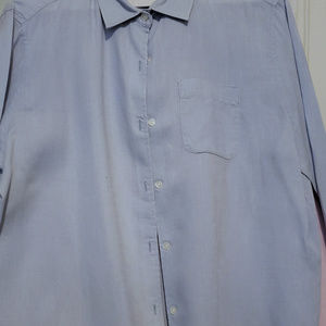Blue long sleeved linen women's blouse